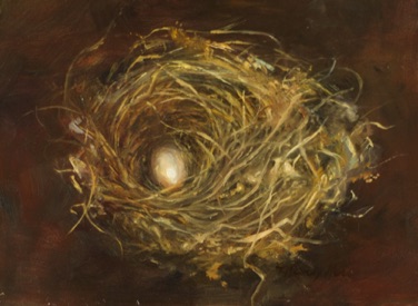 Single White Egg in Nest
oil on panel
6” x 8”